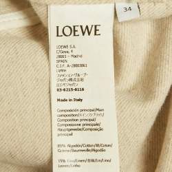 مملوكة مسبقًا جاكيت لويفي دنيم بلون الكريمي بزخرفات جلدية للأعمال مقاس صغير (إكس سمول)