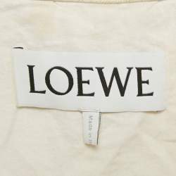 مملوكة مسبقًا جاكيت لويفي دنيم بلون الكريمي بزخرفات جلدية للأعمال مقاس صغير (إكس سمول)