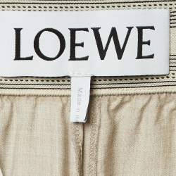Pre Owned Loewe Beige Wool Logo Brand Wide Leg Trousers L