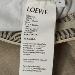Pre Owned Loewe Beige Wool Logo Brand Wide Leg Trousers L