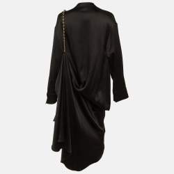 مملوكة مسبقًا Loewe Black Silk Chain Detail Shirt Maxi Dress XXL