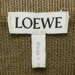 Pre Owned Loewe Green 3D Anagram Wool Knit Crop Sweater S