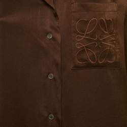 مملوكة مسبقًا Loewe Brown Silk Anagram Embroidered Shirt S