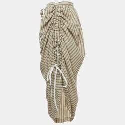 مملوكة مسبقًا Loewe Beige Striped Ruched Detail Skirt M