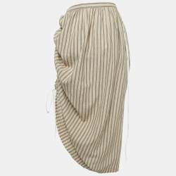  مملوكة مسبقًا Loewe Beige Striped Ruched Detail Skirt M
