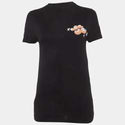 Pre Owned Loewe Black Logo Print Jersey Crewneck T-Shirt XS