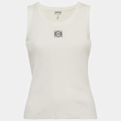 Pre Owned Loewe White Jersey Anagram Tank Top S