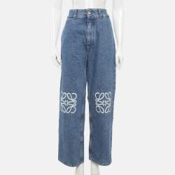 Pre Owned جينز لويفي دنيم أزرق بتصميم أناغرام بقصة واسعة متوسط بخصر 29 بوصة