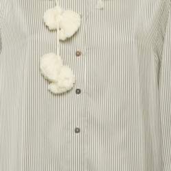 مملوكة مسبقًا فستان  قميص كريب رمادي مخطط مزين بشرّابة من لويفي مقاس كبير