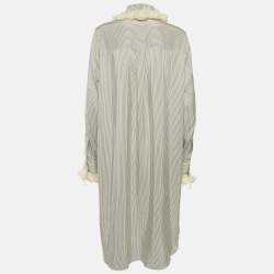 مملوكة مسبقًا فستان قميص كريب رمادي مخطط مزين بشرّابة من لويفي مقاس كبير