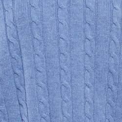 Pre Owned Loewe Blue Cable Knit Wool Anagram Sweater L