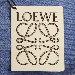 Pre Owned Loewe Blue Cable Knit Wool Anagram Sweater L