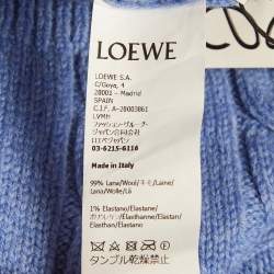 Pre Owned Loewe Blue Cable Knit Wool Anagram Sweater L