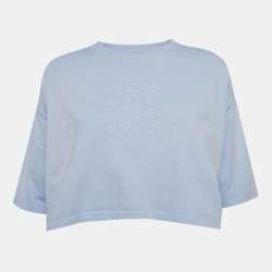 Pre Owned توب قصير لويفي بنفسجي بتطريز أناجرام جيرسي مقاس صغير