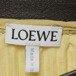 Pre Owned Loewe Yellow Plisse Leather Waist High-Low Hem Skirt M
