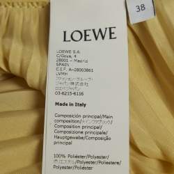 Pre Owned Loewe Yellow Plisse Leather Waist High-Low Hem Skirt M