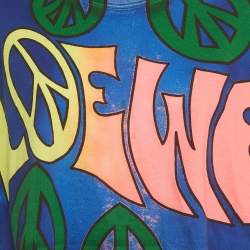 Pre Owned Loewe X Paula Ibiza Multicolor Peace Printed Cotton Knit Cropped T-Shirt M