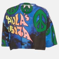 Pre Owned Loewe X Paula Ibiza Multicolor Peace Printed Cotton Knit Cropped T-Shirt M