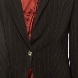 Pre Owned Loewe Vintage Brown Striped Wool Slim Fit Blazer L 