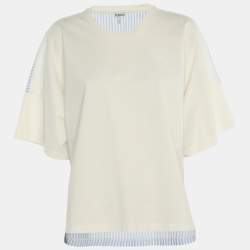 Pre Owned Loewe Cream/Blue Stripe Cotton Tops M