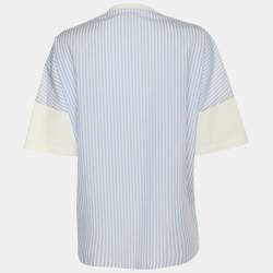 Pre Owned Loewe Cream/Blue Stripe Cotton Tops M