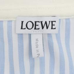 Pre Owned Loewe Cream/Blue Stripe Cotton Tops M
