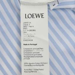 Pre Owned Loewe Cream/Blue Stripe Cotton Tops M