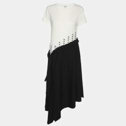 Pre Owned Loewe Black/White Jersey Asymmetrical Dress S