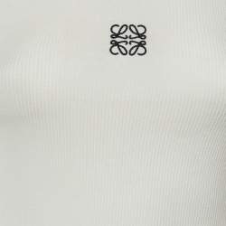 Pre Owned Loewe White Anagram Embroidered Rib Knit Tank Top S