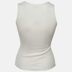 Pre Owned Loewe White Anagram Embroidered Rib Knit Tank Top S