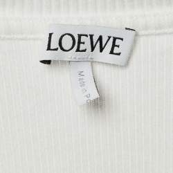 Pre Owned Loewe White Anagram Embroidered Rib Knit Tank Top S