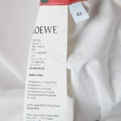 Pre Owned Loewe Orange Butterfly Print Silk & Cotton Paneled Shirt L