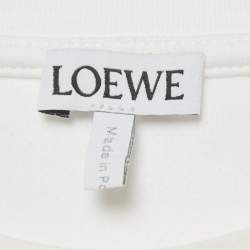 Pre Owned Loewe White Cotton Anagram Embroidered Asymmetric T-Shirt M