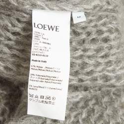 Pre Owned Loewe Grey Logo Anagram Mohair Wool Blend Oversized Semi Sheer Sweater M