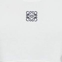 Pre Owned Loewe White Ribbed Knit Anagram Tank Top L