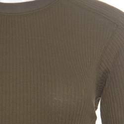 مملوكة مسبقًا Loewe Khaki Green Ribbed Knit Godet Maxi Dress S