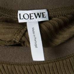 مملوكة مسبقًا Loewe Khaki Green Ribbed Knit Godet Maxi Dress S