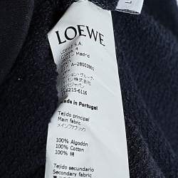 Pre Owned Loewe Navy Blue Cotton Logo Appliqued Crewneck Sweatshirt L