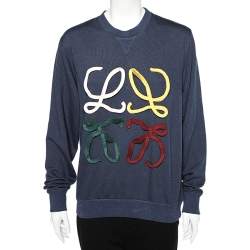 Loewe Logo-print Cotton-blend Jersey Sweatshirt In Navy