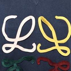 Pre Owned Loewe Navy Blue Cotton Logo Appliqued Crewneck Sweatshirt L