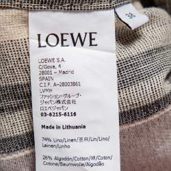 Pre Owned Loewe Cream & Purple Striped Linen Asymmetric Hem Detailed Jacket S
