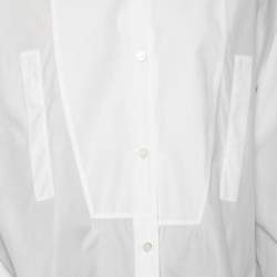 مملوكة مسبقًا قميص لويفي قطن أبيض غير متساوي بأزرار أمامية مقاس متوسط - ميديوم