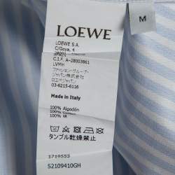 Pre Owned Loewe Blue & White Striped Paneled Cotton Oversized Shirt M
