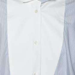 Pre Owned Loewe Blue & White Striped Paneled Cotton Oversized Shirt M