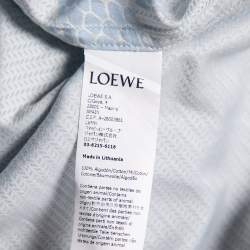 Pre Owned بلوزة لويفي قطن أزرق مطبوع برباط أزرار أمامية نمط واسع مقاس صغير - سمول