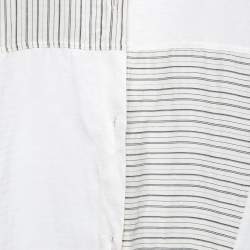 Pre Owned Loewe Cream Linen-Blend Patchwork Asymmetrical Hem Shirt Dress S 