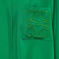 مملوكة مسبقًا Loewe Green Silk Logo-Embroidered Oversize Pyjama Shirt S
