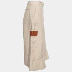 Pre Owned Loewe Beige Cotton Wide Leg Cropped Trousers S