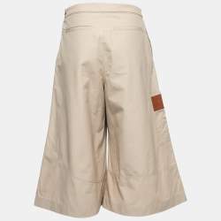 Pre Owned Loewe Beige Cotton Wide Leg Cropped Trousers S