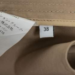 Pre Owned Loewe Beige Cotton Wide Leg Cropped Trousers S